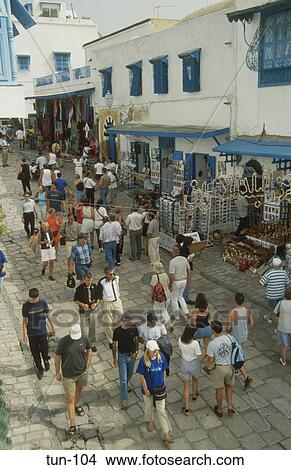 Picture - Street Scene Sidi bou Said Tunisia. Fotosearch
