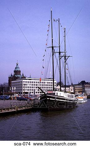 Three Masted Sailing Ship Helsinki Harbour Finland View Large Photo Image Picture - Three Masted Sailing Ship Helsinki Harbour Finland. Fotosearch