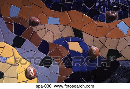 Tile Mosaic Park Guell Barcelona Spain View Large Photo Image Stock Image - Tile Mosaic Park Guell Barcelona Spain. Fotosearch