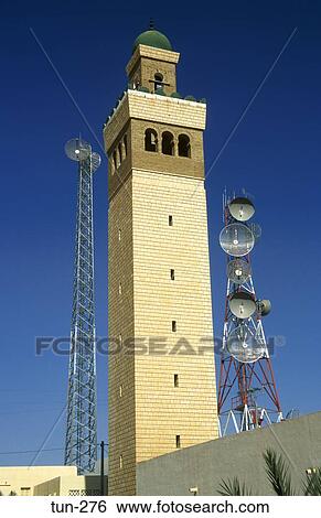 Tower and Communication Dishes Medina Tunis Tunisia View Large Photo Image Stock Photograph - Tower and Communication Dishes Medina Tunis Tunisia. Fotosearch