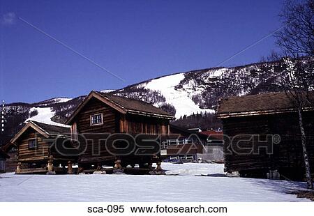 Traditional Wooden Houses Geilo Norway View Large Photo Image Stock Photography - Traditional Wooden Houses Geilo Norway. Fotosearch
