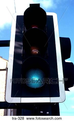 Traffic Light in Town Showing Green View Large Photo Image Stock Photo - Traffic Light in Town Showing Green. Fotosearch