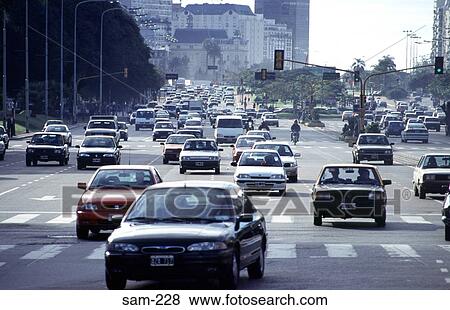 Traffic on Eight Lane Road Buenos Aires Argentina View Large Photo Image Stock Photo - Traffic on Eight Lane Road Buenos Aires Argentina. Fotosearch