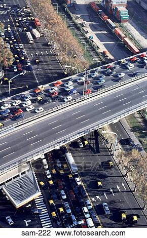 Stock Image - Traffic on Motorway Bridge Buenos Aires Argentina. Fotosearch