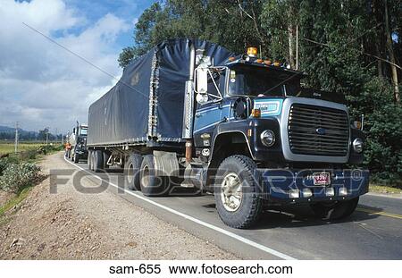 Stock Photography - Trucks on Rural Road Colombia South America. Fotosearch
