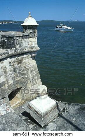 Stock Image - Turret over Sea San Fernando Fort Colombia. Fotosearch