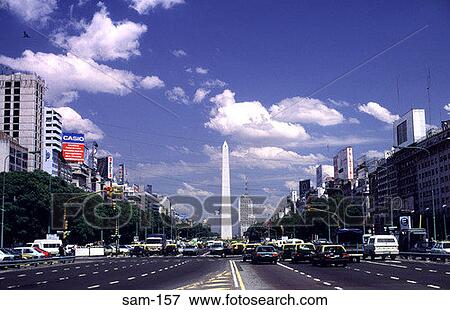 View Along Avenue 9 Julio Buenos Aires Argentina View Large Photo Image Stock Photo - View Along Avenue 9 Julio Buenos Aires Argentina. Fotosearch