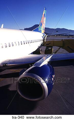 Stock Image - View along Fuselage of Colourful Aeroplane. Fotosearch