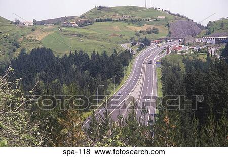 Stock Photo - View of Dual Carriageway Pais Vasco Region Spain. Fotosearch