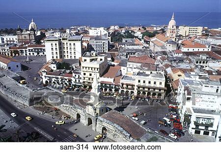 View over Catagena Old Town Colombia View Large Photo Image Picture - View over Catagena Old Town Colombia. Fotosearch