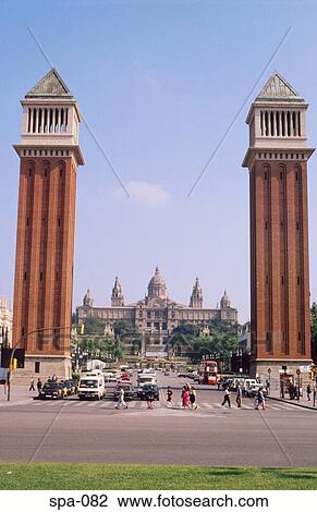 View to Montjuic Palace Barcelona Spain View Large Photo Image Stock Image - View to Montjuic Palace Barcelona Spain. Fotosearch