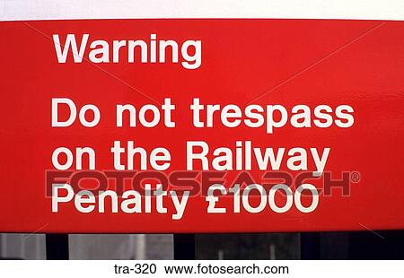 Stock Image - Warning Sign on Railway Line. Fotosearch