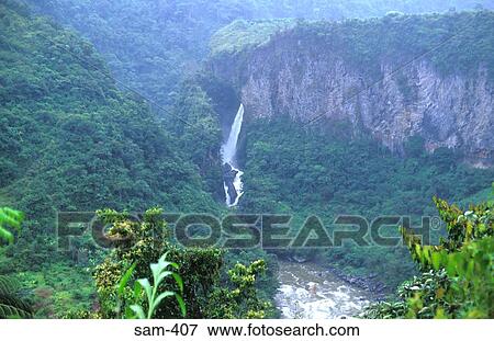 Stock Photo - Waterfall and Gorge in Jungle Ecuador. Fotosearch