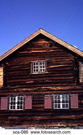 Stock Photograph - Wooden Traditional House Geilo Norway. Fotosearch