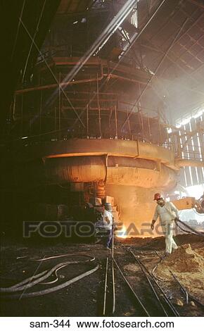 Workers at Blast Furnace Paz del Rio Colombia View Large Photo Image Picture - Workers at Blast Furnace Paz del Rio Colombia. Fotosearch