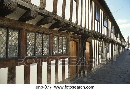 Stock Photo - Alm Houses Stratford upon Avon Warwickshire UK. Fotosearch