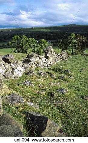 Picture - Ancient Dry Stone Walling Scotland. Fotosearch