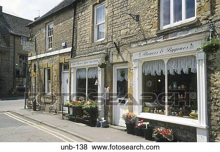 Stock Photo - Antique Shops Stow on the Wold Gloucestershire UK. Fotosearch