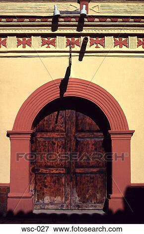 Arched Door in Yellow Wall Mexico View Large Photo Image Stock Photo - Arched Door in Yellow Wall Mexico. Fotosearch