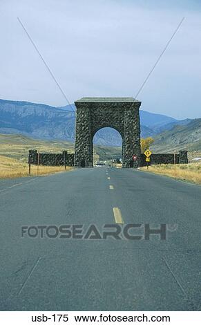 Arched Gate to Yellowstone National Park USA View Large Photo Image Stock Photography - Arched Gate to Yellowstone National Park USA. Fotosearch