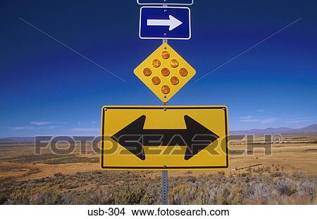 Arrow Signs on Freeway Nevada USA View Large Photo Image Picture - Arrow Signs on Freeway Nevada USA. Fotosearch