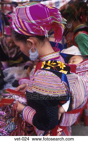 Picture - Baby in Back Carrier Vietnam Asia. Fotosearch