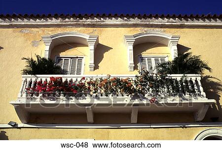 Balcony of house in Colombia View Large Photo Image Stock Photo - Balcony of house in Colombia. Fotosearch