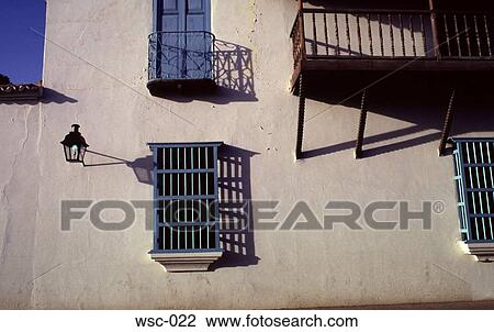 Blue Windows in White Wall Venezuela View Large Photo Image Stock Image - Blue Windows in White Wall Venezuela. Fotosearch