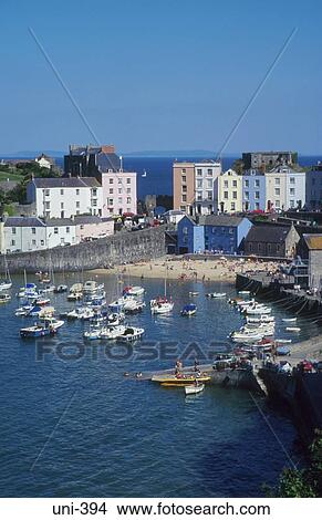Boats in Tenby Harbour Wales UK View Large Photo Image Picture - Boats in Tenby Harbour Wales UK. Fotosearch