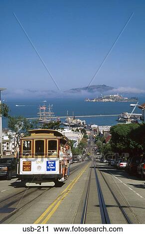 Cable Car Climbing Hill Hyde San Francisco USA View Large Photo Image Stock Image - Cable Car Climbing Hill Hyde San Francisco USA. Fotosearch