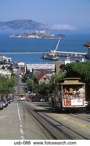 Cable Car in Front of Alcatraz San Francisco USA View Large Photo Image Stock Photo - Cable Car in Front of Alcatraz San Francisco USA. Fotosearch