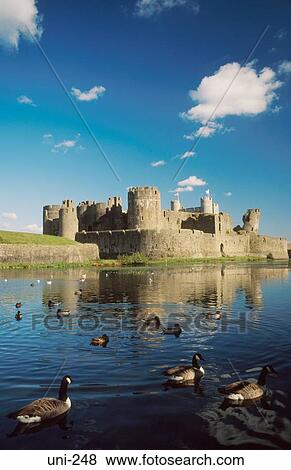 Caerphilly Castle in Lake Wales UK View Large Photo Image Stock Photo - Caerphilly Castle in Lake Wales UK. Fotosearch