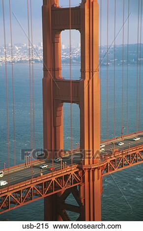 Cars Passing under Pylon Golden Gate Bridge USA View Large Photo Image Stock Photography - Cars Passing under Pylon Golden Gate Bridge USA. Fotosearch