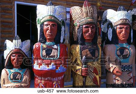 Carved Red Indian Figures Jackson Wyoming USA View Large Photo Image Stock Photo - Carved Red Indian Figures Jackson Wyoming USA. Fotosearch