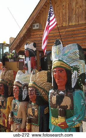 Carved Wooden Indians Jackson USA View Large Photo Image Stock Image - Carved Wooden Indians Jackson USA. Fotosearch