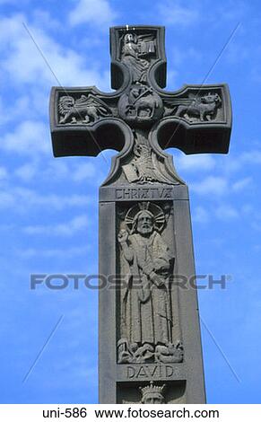 Carving of David on Cross UK View Large Photo Image Stock Photograph - Carving of David on Cross UK. Fotosearch