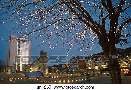 Christmas Lights by Swansea Castle Wales UK View Large Photo Image Stock Photo - Christmas Lights by Swansea Castle Wales UK. Fotosearch