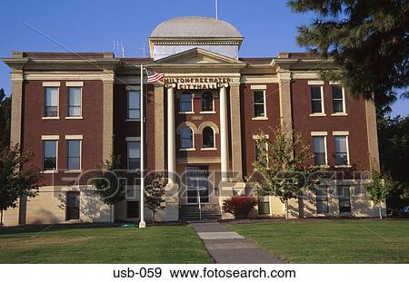 City Hall and Flag Milton Freewater Oregon USA View Large Photo Image Stock Photo - City Hall and Flag Milton Freewater Oregon USA. Fotosearch