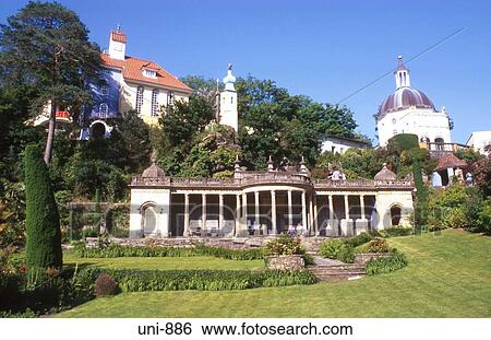 Stock Photograph - Classical Colonnade Portmeirion Wales UK. Fotosearch