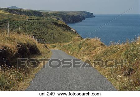 Cliffside Road Pembrokeshire Coast Wales UK View Large Photo Image Stock Photo - Cliffside Road Pembrokeshire Coast Wales UK. Fotosearch
