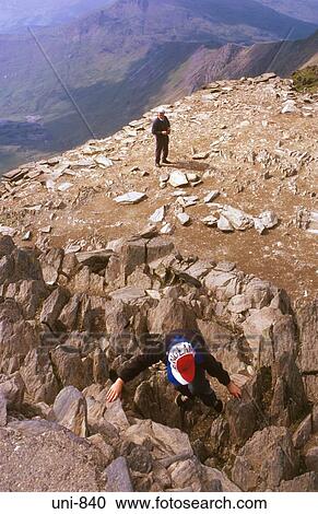 Climbers on Snowdon Snowdonia National Park Wales UK View Large Photo Image Stock Image - Climbers on Snowdon Snowdonia National Park Wales UK. Fotosearch