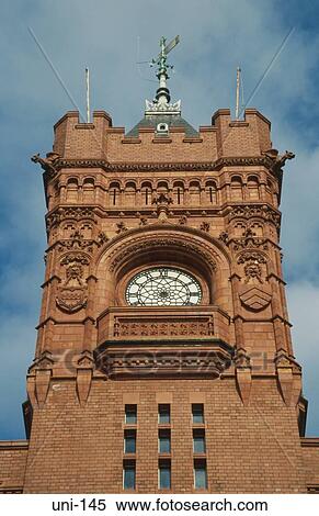 Clock Tower of Pierhead Building Cardiff Bay Wales View Large Photo Image Stock Photography - Clock Tower of Pierhead Building Cardiff Bay Wales. Fotosearch