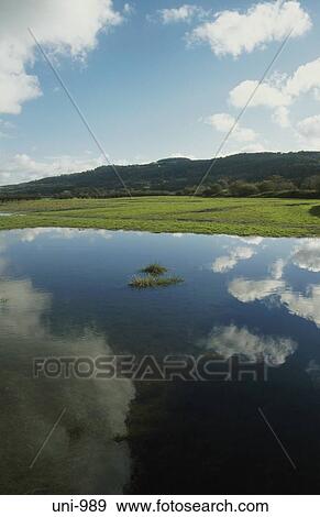 Clouds Reflected in Lake Wales UK View Large Photo Image Stock Photo - Clouds Reflected in Lake Wales UK. Fotosearch