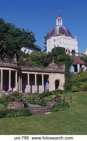 Stock Photography - Colonnade and Dome by Village Green Portmeirion Wales UK. Fotosearch