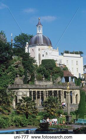 Colonnade and Pantheon Portmeirion Wales UK View Large Photo Image Stock Photo - Colonnade and Pantheon Portmeirion Wales UK. Fotosearch
