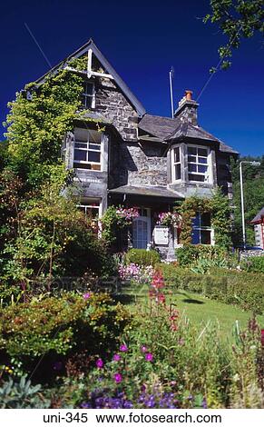 Cottage and Garden Wales UK View Large Photo Image Stock Photography - Cottage and Garden Wales UK. Fotosearch
