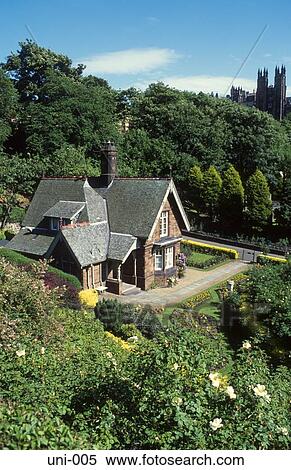 Stock Photography - Cottage in Pretty Garden Scotland. Fotosearch