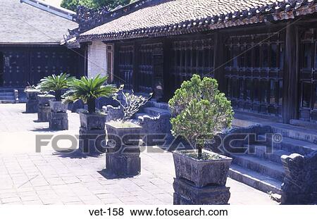 Stock Photo - Courtyard and Planters Tomb of Tu Duc Vietnam. Fotosearch