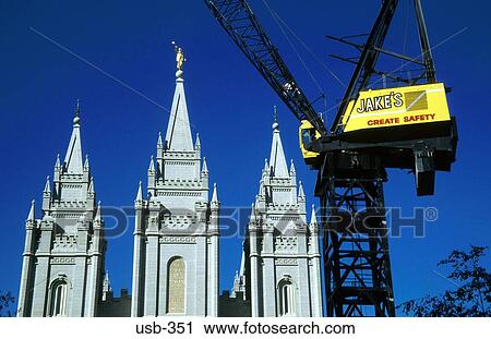 Crane and Mormon Church Salt Lake City Utah USA View Large Photo Image Stock Image - Crane and Mormon Church Salt Lake City Utah USA. Fotosearch