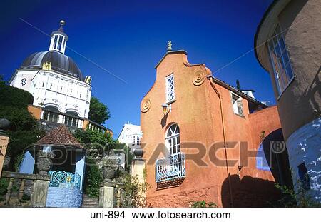 Picture - Decorative Buildings Portmeirion Wales UK. Fotosearch